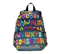 Ksajwzf Zaino per bambini con lettere dell'alfabeto, per bambini dai 3 ai 6 anni, colorato, per asilo e asilo, con guinzaglio di sicurezza, Multi