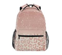 Ksajwzf Zaino per computer portatile con glitter rosa leopardato per ragazze bambini ragazzi pelle animale bookbag scuola elementare college viaggio escursionismo zaino zaino con nome marca per uomini