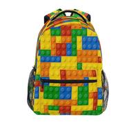 Ksajwzf Zaino per computer portatile, per ragazze, bambini, ragazzi, mattoncini giocattolo, libreria, scuola elementare, viaggi, escursionismo, zaino con nome, marca per uomini e donne, Multicolore