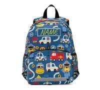 Ksajwzf Zaino personalizzato per bambini con nome auto cartoni animati Bookbag per ragazzi e ragazze 3-6 anni, personalizzato colorato auto autobus asilo zaino scuola materna zaino Daypack, Multi