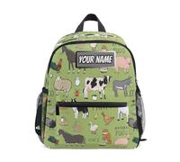 Ksajwzf Zaino personalizzato per bambini con nome del bambino,Zaino per bambini con pecore della mucca della fattoria per ragazze e ragazzi,Nome personalizzato Animali Cartone animato Prescolare