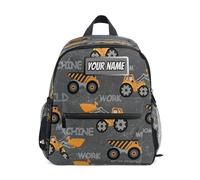 Ksajwzf Zaino personalizzato per bambini,Macchine da costruzione Macchine per bambini Zaino per bambini per ragazze ragazzi,Personalizzato Nome Camion Trattore Prescolare Bookbags, Multicolore