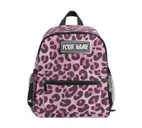 Ksajwzf Zaino personalizzato per bambini,Zaino per bambini con pelle di leopardo rosa nera per ragazze e ragazzi,Libreria prescolare con nome personalizzato pelle animale, Multicolore
