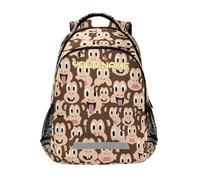 Ksajwzf Zaino scolastico per studenti con nome personalizzato teste di scimmia carino con cinturino toracico, zaino per laptop personalizzato con scimmia dei cartoni animati, zaino da viaggio