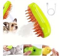 KSALUX - Spazzola a Vapore Ricaricabile 3 in 1 per Gatti e Cani | Idrata e Leviga il Pelo | Ergonomica e Sicura | Riduce Forfora e Allergeni, Arancione, Brosse à Chat Vapeur, Plastica