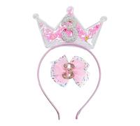KSBBHDS 1 Copricapo di Compleanno di Tre Anni E 1 Pezzo di Corda per Capelli, Design Lucido Rosa, Forma Luminosa Perlata, Decorazione per Feste per Ragazze, Accessori in Forma di Celebrazione.
