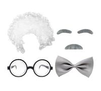 KSBBHDS 1 Parrucca, 1 Occhiali, 1 Set di Barba Finta E 1 Legame, Oggetti di Ruolo, Accessori per I Costumi Anziani, Oggetti di Scena.