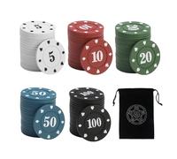KSBBHDS 100 chip da poker con 1 custodia, chip a cinque colori, contatore matematico, chip per giochi da tavolo, chip interattivi, accessori per giochi di scena