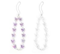 KSBBHDS 2 Collane per Cellulare in Acrilico, a Farfalla, Portachiavi (Bianco, Viola), Lilla, Taglia Unica