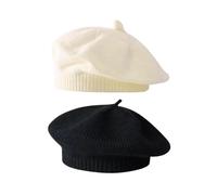 KSBBHDS 2 Pezzi Di Cappelli Per Bambini, Classica Forma A Cupola, Elastica E Morbida, Adatta Per L'Uso Quotidiano Dei Bambini (Nero, Bianco Latte).