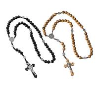KSBBHDS 2 Pezzi di Catene A Croce in Legno, Catene da Uomo Cattoliche, Gioielli Religiosi, Regali di Pia Preghiera.