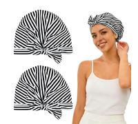 KSBBHDS 2 Pezzi Di Cuffie Da Doccia A Strisce Bianche E Nere, Elastiche E Impermeabili, Ad Asciugatura Rapida E Traspiranti, Adatte Per Il Bagno E La Protezione Dei Capelli Durante Il Sonno.
