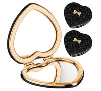 KSBBHDS 2 Pezzi di Specchio Nero Glitterato, Mini Specchio Pieghevole d'Amore, Trucco Portatile E Portatile, Adatto per Lo Shopping E Le Scene di Viaggio.