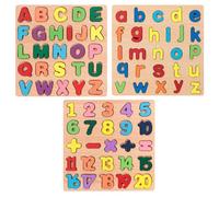 KSBBHDS 3 Pezzi di Puzzle di Colore in Legno, Puzzle di Lettere Digitali, creatività E Divertimento, Giocattoli Puzzle, Piccolo Dono per L'Apprendimento Dell'Istruzione della Prima Infanzia.