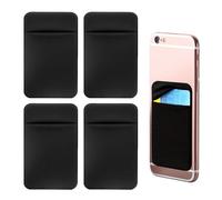 KSBBHDS 4 adesivi per la schiena del cellulare, porta carte di credito, in tessuto elastico, accessori per cellulare (nero), Nero , 5,8 * 9,3 cm, Contemporaneo