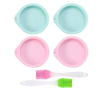 KSBBHDS 4 Pezzi Stampo per Torta E 2 Pezzi Spazzola Ad Olio in Silicone, Stampo in Silicone Rotondo, Strumenti da Cucina, Strumenti da Forno.