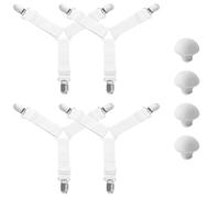 KSBBHDS 4 Porta Lenzuola E 4 Fibbie di Fissaggio per Trapunta, Tenditori Triangolari, Strumenti di Finitura per La Casa, Adatti per Materassi, Divani, Assi da Stiro.