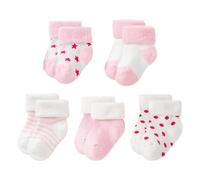 KSBBHDS 5 paia di calzini per neonati, calzini per neonati da 0 a 6 mesi, calzini termici ispessiti, deodoranti e antibatterici, calzini caldi per bambine (rosa), Colore: rosa., 6 Mesi