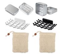 KSBBHDS Box di Sapone in Alluminio A 2 Pezzi E Scatola di Sapone Montata A Parete in 2 Pezzi, Rete A Bolle A 2 Pezzi, Forniture per Il Bagno, Accessori per La Conservazione del Sapone.