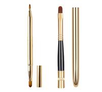 KSBBHDS Pennello per labbra, 2 pezzi, pennello per labbra coperto, pennello portatile a doppia testa, pennello per labbra a testa singola, strumento per il trucco delle labbra, oro