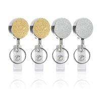 KSBBHDS Porta badge, 4 pezzi, oro o argento, 3,2 cm, classico, resistente, clip in metallo