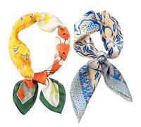 KSBBHDS Sciarpe da Donna Quadrate da 2 Pezzi, Struttura in Raso Lucido, Forma Elee E Versatile, Possono Essere Utilizzate Come Foulard, Sciarpe, Decorazioni da Polso.