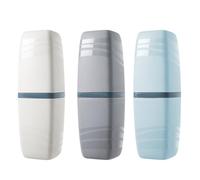 KSBBHDS Set di 3 portaspazzolino da viaggio, scatola di protezione per spazzolino portatile, scatola per spazzolino da denti, per la casa (verde chiaro, bianco, grigio chiaro)