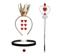 KSBBHDS Set di 4 Pezzi con Set di Accessori per La Regina della Pesca Rossa, Accessori per Giochi di Ruolo per Bambini, tra Cui Corona Glitter Dorata, Orecchini d'Amore, Bacchetta Magica.