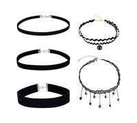 KSBBHDS Set di Collane da 5 Pezzi, Abbinamento di Perle di Flanella, Stile Gotico A più Livelli, Accessori Moda Donna.