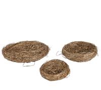 KSD Nido per uccelli vuoto, 20 x 4 cm, set da 3 pezzi per il fai da te e la decorazione per Pasqua, decorazione pasquale, nido naturale marrone, nido realistico, decorazione pasquale ecologica,