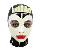 KSDEQM Latexhaube Mit Spitze Stirn Maid Uniform Gummihaube Rucker Cosplay Party,Schwarz+Weiß,M