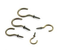 KSeSii 10-30 pezzi Viti for gancio a tazza in bronzo 1/2"-2" Gancio a vite Vite autofilettante for soffitto Gancio in acciaio al carbonio placcato in rame(5/8",10pcs)