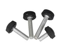 KSeSii 10 pezzi M4 M5 M6 vite a testa tonda con impugnatura in gomma zigrinata, vite a testa zigrinata in plastica, dadi for bulloni, manopola in plastica nera e bianca(Black 10pcs,20MM_M5)