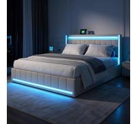 KSFASHZ Letto Cassettone 180x200 con 4 Cassetti, Letto Matrimoniale 180x200 con LED e USB, Letti Matrimoniali Imbottiti con TestieraLetto Imbottito Matrimoniale conContenitore, Nessun Materasso