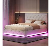 KSFASHZ Letto imbottito 140 x 200 con stoccaggio, letti matrimoniali con piano testiera, letto 140 x 200 con luci a LED, letto matrimoniale matrimoniale 140 x 200 con stoccaggio letti per bambini 140