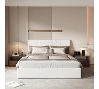 KSFASHZ Letto Matrimoniale Contenitore 140x200 con USB, Letto Imbottito 140x200 con Cassaforte, Letti Matrimoniali Imbottiti con Stoccaggio LettoContenitore con Testiera, Nessun Materasso