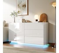 KSFASHZ Mobile Buffet Salone Moderno LED, Mobile TV LED, Buffet Basso Sala da Pranzo Moderna con 2 Ante e 3 Cassetti, Buffet LED TV, Buffet Moderno Vetrina, Sala da Pranzo, Buffet Vetrina LED, 160×35×