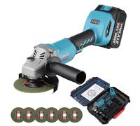 KSFASHZ Smerigliatrice ad angolo senza fili 125 mm, Smerigliatrice senza fili 125 mm con 2 batteria, Smerigliatrice ad angolo senza fili 125 mm 3 velocità regolabiliSmerigliatrici Elettriche Angolo