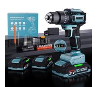 KSFASHZ Trapano avvitatore a batteria 21 V, avvitatore a batteria senza fili, con 2 batterie, 40 Nm, trapano, senza fili, percussione, 24 + 3 regolazioni di coppia, 3 velocità avvitatore elettrico con
