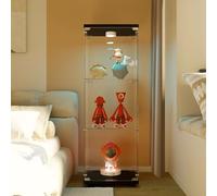 KSFASHZ Vetrina in Vetro a 3 ripiani, Vetrina Soggiorno con LED, 125x42x36 cm, Vetrinetta Espositiva a Colonna VetrinaSoggiorno Moderna vetroVetrina in Vetro per Collezionismo