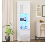 KSFASHZ Vetrina Sala Bianca con Luce, Vitrine per Salone da Pranzo, 45×35×160CM