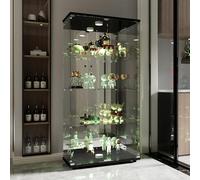 KSFASHZ Vetrine in Vetro a Specchio, Vetrina in Vetro a 4 ripiani, 2 Porta, 164×80.5×36.5cm,VetrinaCollezione Vetrinetta Espositiva a Colonna VetrinaSoggiorno con LEDVetrina in vetro da Esposizione