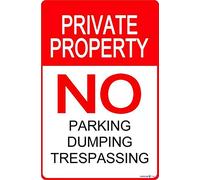 KSFEITING Cartello di avvertimento in metallo con scritta "Private Property No Parking Dumping Trespassing Do Not Enter" cartello di avviso per esterni sicurezza fattoria cortile avvertimento