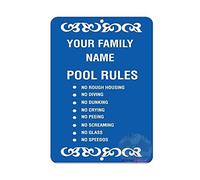 KSFEITING Targa in metallo retrò decorativa da parete, 20,3 x 30,5 cm, cartello stradale in metallo con scritta "Pool Rule No Rough Housing No Peeing No Diving No Screaming" Tin Metal Sign Vintage