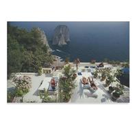 KSHAO ATHQW Capri Lsland Poster 《Isola d'Italia》Mostra Wall Art Vacanze Dipinti su Tela Stampe retrò per la Decorazione della Stanza Immagine 70x50cmx1 No Frame