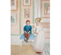 KSHAO ATHQW Carl Larsson Poster Ragazzo E Ragazza Stampe Carl Larsson Mostra Tela Pittura Famosa Arte della Parete per La Decorazione Domestica Immagine 20x30cmx1 No Frame