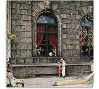 KSHAO ATHQW Famosi Norman Rockwell Poster University Club Tela di Canapa Arte della Parete Norman Rockwell Pittura Norman Rockwell Stampe per Home Decor Immagine 50x50cm Senza Cornice