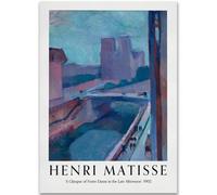 KSHAO ATHQW Henri Matisse Poster La Silhouette della Cattedrale di Notre Dame di Notte Parete Stampa Artistica su Tela Pittura Retro Immagine Soggiorno Decor 60x80cm No Cornice