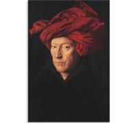 KSHAO ATHQW Jan Van Eyck Poster 《Ritratto di Un Uomo》 Mostra Wall Art Jan Van Eyck Dipinti su Tela Stampe retrò per la Decorazione della Stanza Immagine 50x70cmx1 No Frame
