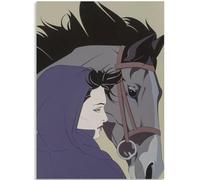 KSHAO ATHQW Póster de Patrick Nagel《Hombre Y Caballo》 Arte de pared Patrick Nagel Exposición Pintura en lienzo Patrick Nagel Impresiones para Cuadros de decoración del hogar 50x70cm sin Marco